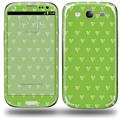 Hearts Green On White - Decal Style Skin (fits Samsung Galaxy S III S3)