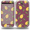 Lemon Leaves Burgandy - Decal Style Skin (fits Samsung Galaxy S III S3)