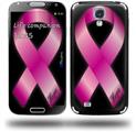 Hope Breast Cancer Pink Ribbon on Black - Decal Style Skin (fits Samsung Galaxy S IV S4)