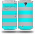 Psycho Stripes Neon Teal and Gray - Decal Style Skin (fits Samsung Galaxy S IV S4)