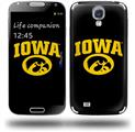 Iowa Hawkeyes Tigerhawk Oval 01 Gold on Black - Decal Style Skin (fits Samsung Galaxy S IV S4)