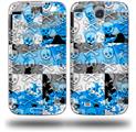 Checker Skull Splatter Blue - Decal Style Skin (fits Samsung Galaxy S IV S4)