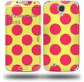 Kearas Polka Dots Pink And Yellow - Decal Style Skin (fits Samsung Galaxy S IV S4)