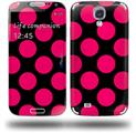Kearas Polka Dots Pink On Black - Decal Style Skin (fits Samsung Galaxy S IV S4)