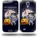 Halloween Jack O Lantern Pumpkin Bats and Zombie Mummy - Decal Style Skin (fits Samsung Galaxy S IV S4)