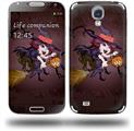 Cute Halloween Witch on Broom with Cat and Jack O Lantern Pumpkin - Decal Style Skin (fits Samsung Galaxy S IV S4)