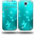Bokeh Butterflies Neon Teal - Decal Style Skin (fits Samsung Galaxy S IV S4)