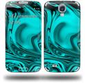 Liquid Metal Chrome Neon Teal - Decal Style Skin compatible with Samsung Galaxy S IV S4