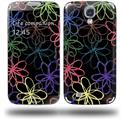 Kearas Flowers on Black - Decal Style Skin (fits Samsung Galaxy S IV S4)