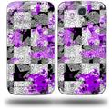 Purple Checker Skull Splatter - Decal Style Skin (fits Samsung Galaxy S IV S4)