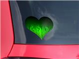Fire Flames Green - I Heart Love Car Window Decal 6.5 x 5.5 inches