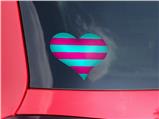 Psycho Stripes Neon Teal and Hot Pink - I Heart Love Car Window Decal 6.5 x 5.5 inches