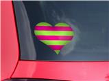 Psycho Stripes Neon Green and Hot Pink - I Heart Love Car Window Decal 6.5 x 5.5 inches