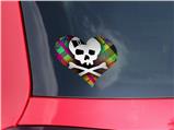 Rainbow Plaid Skull - I Heart Love Car Window Decal 6.5 x 5.5 inches