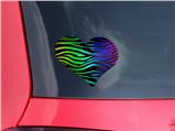 Rainbow Zebra - I Heart Love Car Window Decal 6.5 x 5.5 inches
