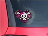 Splatter Girly Skull - I Heart Love Car Window Decal 6.5 x 5.5 inches