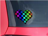 Rainbow Checkerboard - I Heart Love Car Window Decal 6.5 x 5.5 inches