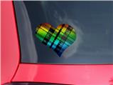Rainbow Plaid - I Heart Love Car Window Decal 6.5 x 5.5 inches