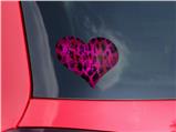 Pink Distressed Leopard - I Heart Love Car Window Decal 6.5 x 5.5 inches