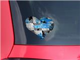 Checker Skull Splatter Blue - I Heart Love Car Window Decal 6.5 x 5.5 inches