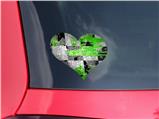 Checker Skull Splatter Green - I Heart Love Car Window Decal 6.5 x 5.5 inches