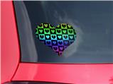 Love Heart Checkers Rainbow - I Heart Love Car Window Decal 6.5 x 5.5 inches