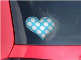 Kearas Polka Dots White And Blue - I Heart Love Car Window Decal 6.5 x 5.5 inches