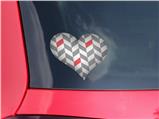 Chevrons Gray And Coral - I Heart Love Car Window Decal 6.5 x 5.5 inches