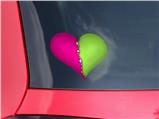 Ripped Colors Hot Pink Neon Green - I Heart Love Car Window Decal 6.5 x 5.5 inches