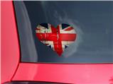 Painted Faded and Cracked Union Jack British Flag - I Heart Love Car Window Decal 6.5 x 5.5 inches