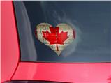 Painted Faded and Cracked Canadian Canada Flag - I Heart Love Car Window Decal 6.5 x 5.5 inches