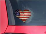 Painted Faded and Cracked USA American Flag - I Heart Love Car Window Decal 6.5 x 5.5 inches