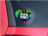 Cartoon Skull Rainbow - I Heart Love Car Window Decal 6.5 x 5.5 inches