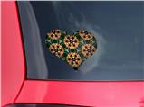 Floral Pattern Orange - I Heart Love Car Window Decal 6.5 x 5.5 inches