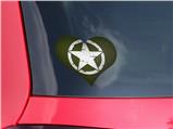 Distressed Army Star - I Heart Love Car Window Decal 6.5 x 5.5 inches
