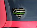 Painted Faded and Cracked Green Line USA American Flag - I Heart Love Car Window Decal 6.5 x 5.5 inches