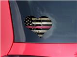 Painted Faded and Cracked Pink Line USA American Flag - I Heart Love Car Window Decal 6.5 x 5.5 inches