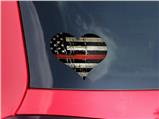 Painted Faded and Cracked Red Line USA American Flag - I Heart Love Car Window Decal 6.5 x 5.5 inches