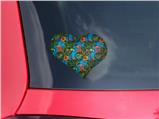 Famingos and Flowers Blue Medium - I Heart Love Car Window Decal 6.5 x 5.5 inches