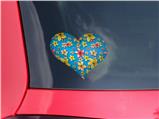 Beach Flowers Blue Medium - I Heart Love Car Window Decal 6.5 x 5.5 inches