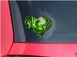 Liquid Metal Chrome Neon Green - I Heart Love Car Window Decal 6.5 x 5.5 inches