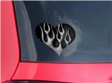 Metal Flames Chrome - I Heart Love Car Window Decal 6.5 x 5.5 inches