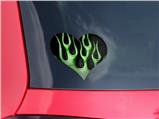 Metal Flames Green - I Heart Love Car Window Decal 6.5 x 5.5 inches