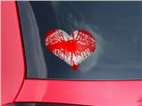 Big Kiss White on Red - I Heart Love Car Window Decal 6.5 x 5.5 inches