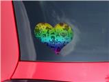 Cute Rainbow Monsters - I Heart Love Car Window Decal 6.5 x 5.5 inches
