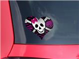 Pink Zebra Skull - I Heart Love Car Window Decal 6.5 x 5.5 inches