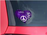 Love and Peace Purple - I Heart Love Car Window Decal 6.5 x 5.5 inches