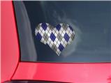 Argyle Blue and Gray - I Heart Love Car Window Decal 6.5 x 5.5 inches