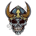 Skull Asian Warrior 47x62 inch - Fabric Wall Skin Decal