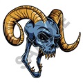 Skull Ram Horns 47x44 inch - Fabric Wall Skin Decal